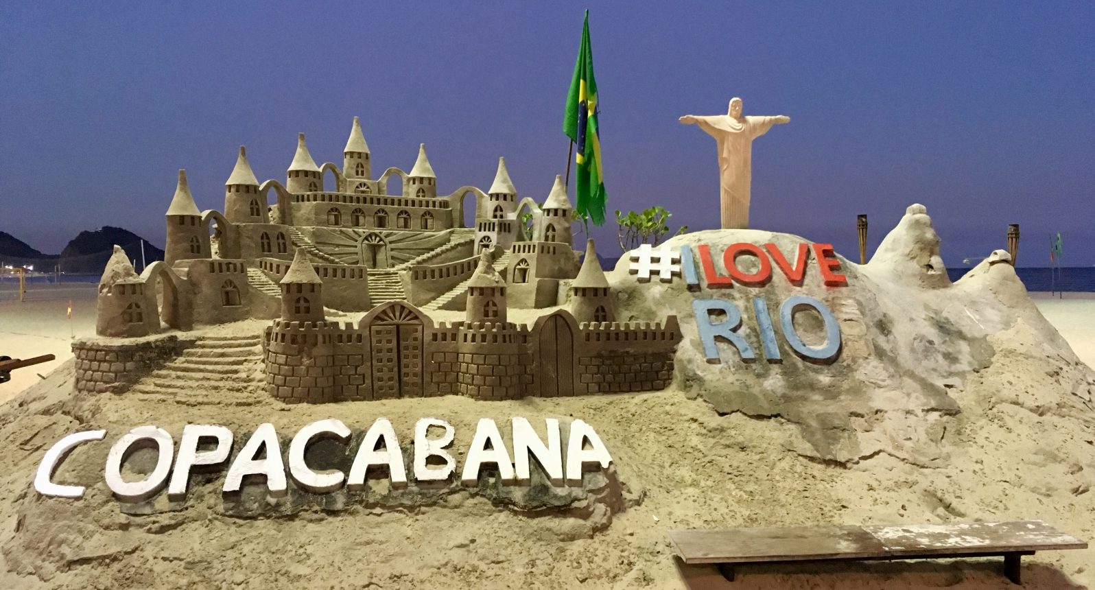 Stunning sand sculptures on Copacabana beach, Rio de Janeiro, Brazil