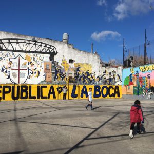 Local kids playing football in La Boca, Buenos Aires