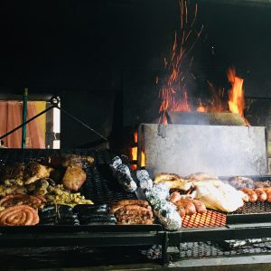 The traditional Uruguayan parilla or barbecue, Mercado del Puerto, Montevideo, Uruguay