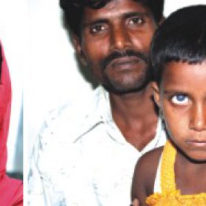 (left) Shapla wants her vision back so she can pursue her studies. (right) Six-year-old Aliya and her father await donor corneas.
