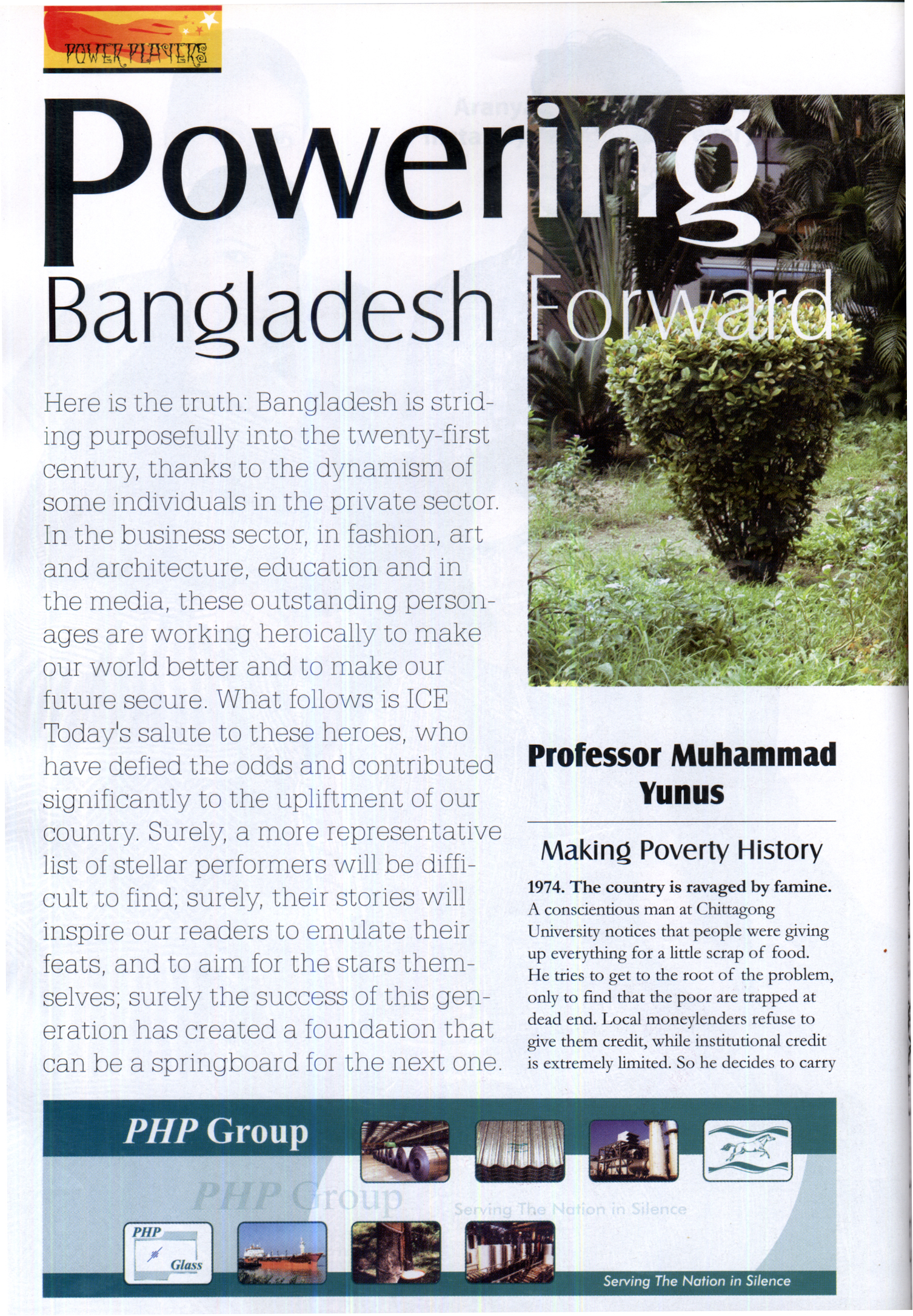 Magazine scan of "Powering Bangladesh Forward" cover story